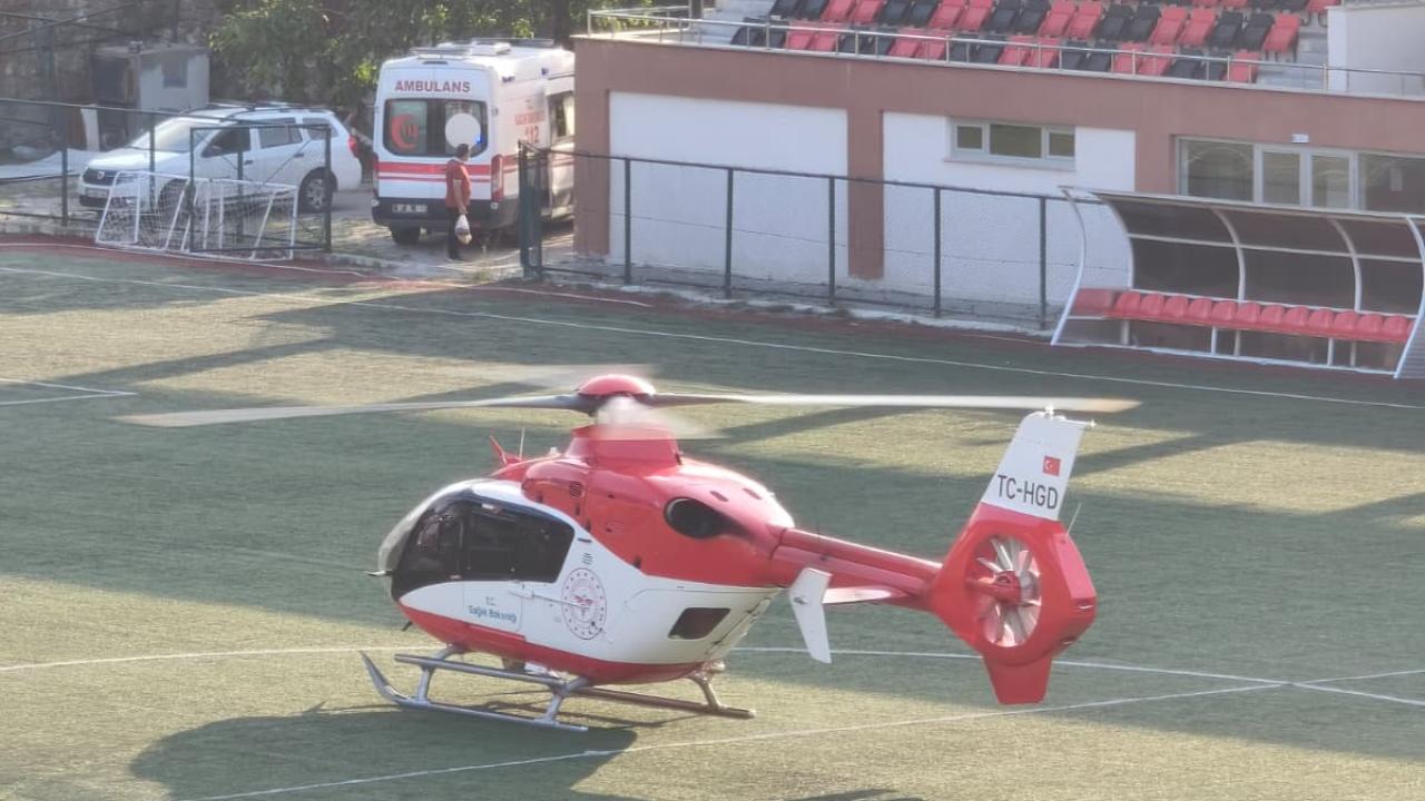 Ambulans helikopter vücudu yanan bebek için havalandı