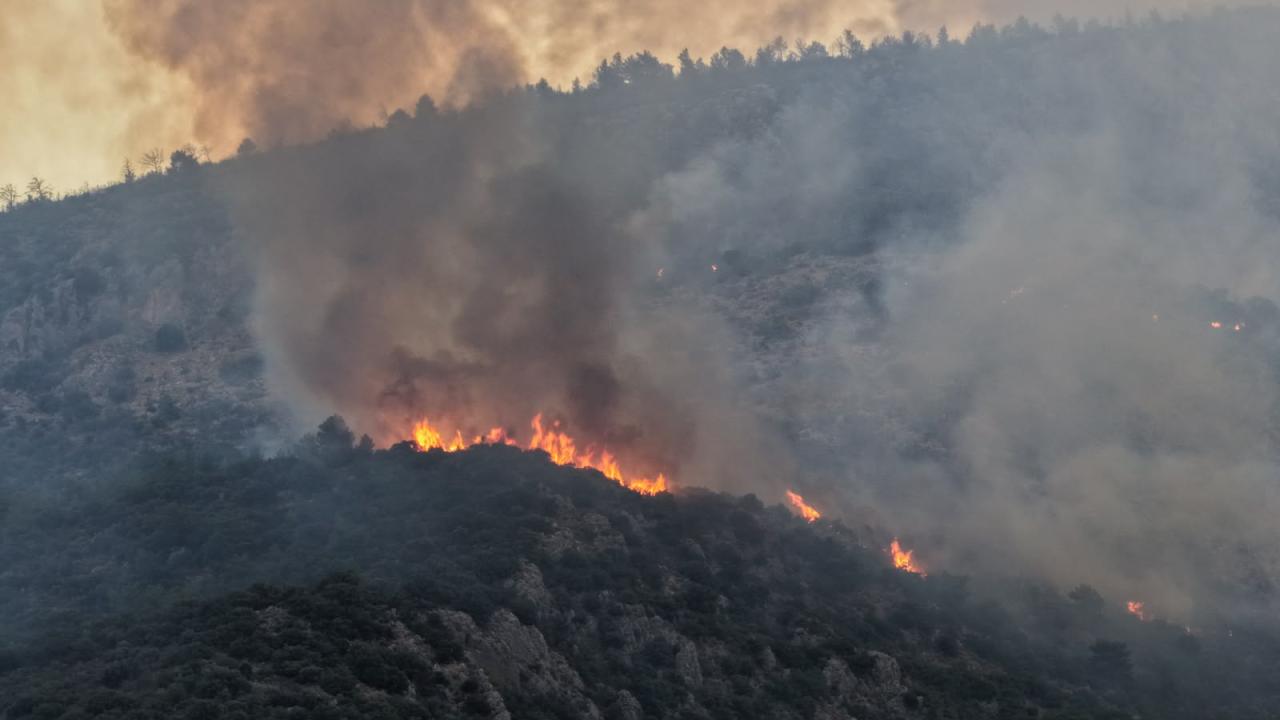 Kaş’ta orman yangınıyla mücadele ikinci gününde de sürüyor