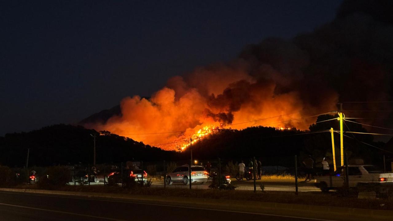 Fethiye'de ormanlık alanda çıkan yangına müdahale ediliyor