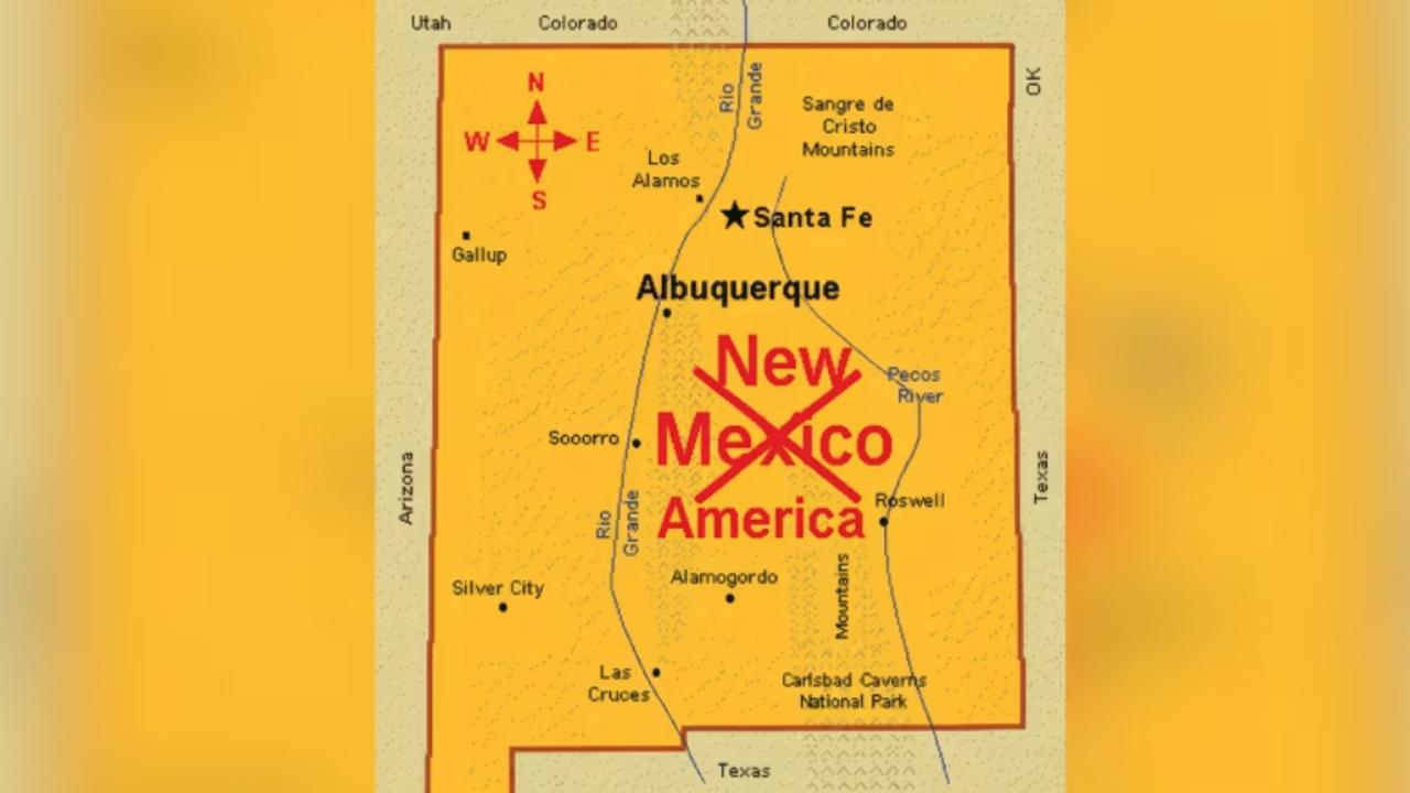 Trump, New Mexico'nun adını "New America" olarak değiştiren bir harita paylaştı