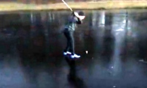 Donmuş gölette golf suda bitti