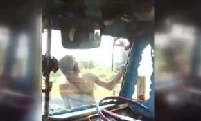 Çılgınlıkta sınır tanımayan kamyoncu!