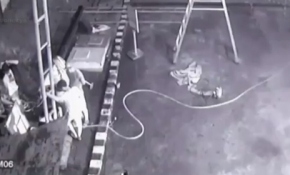 Benzin istasyonundaki patlama güvenlik kamerasında