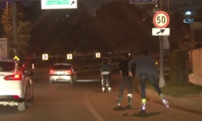 Patenli gençler E-5'de ölüme meydan okudu