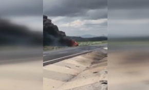 Yolcu otobüsü böyle yandı...