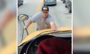 Okul servisini böyle durdumaya çalıştı