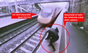 İngiltere’de bir kadın trenin önüne atlayan adamı son anda kurtardı