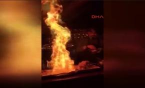 Erdal Şef'in alev şovu yangın sensörlerini çalıştırdı