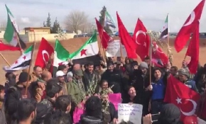 Azez halkı Türk askerine destek konvoyu oluşturdu