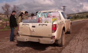 Türkiye'den Afrin'in Kusanlı Köyü'ne yapılan yardımlar görüntülendi