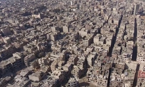 Esed rejiminin saldırılarıyla zor günler geçiren Doğu Guta havadan görüntülendi