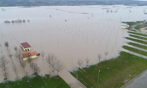 Ergene Nehri taştı, sular altında kalan evler ve  tarım arazileri havadan görüntülendi