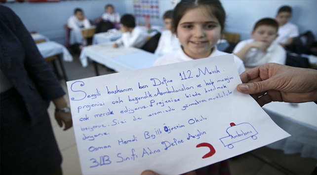 112 Acil Sağlık Hizmetleri'ne mektup yazan öğrenciye sürpriz