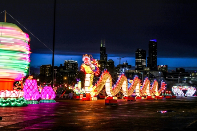 ABD’de “Çin” temalı ışık şovu renkli görüntüler oluşturdu