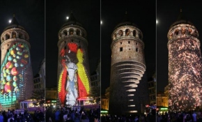 Galata Kulesi'nde video mapping gösterisi izleyenleri mest etti
