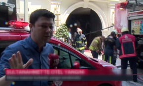 İtfaiye hortumu canlı yayın sırasında patladı