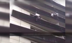 Balkondan sarkan çocuğu 4. kata tırmanarak kurtardı