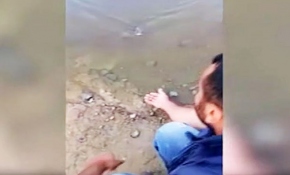 Balıkçı gölette tuttuğu balığı sevip suya bıraktı