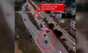 Ambulansı engelleyen magandalar cep telefonu kamerasında