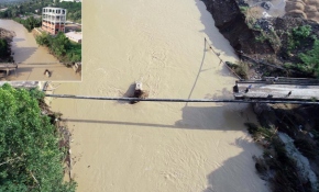 Cevizdere Köprüsü sel sonrası havadan görüntülendi