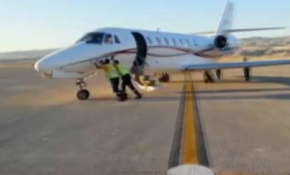 Nevşehir'de havalimanında özel jeti iterek çalıştırdılar