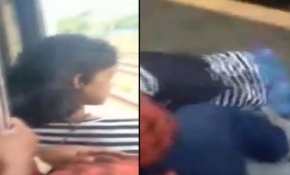 Trenden düşmek üzere olan kız son anda kurtarıldı