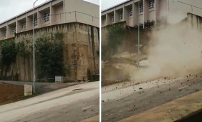 Ordu’da lisenin istinat duvarı çöktü