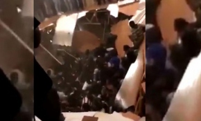 ABD'de parti verilen evdeki zemininin çökme anı