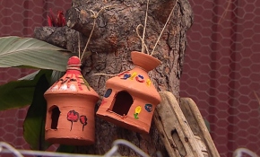 Öğrenciler çömlekten kuş yuvaları yaptı